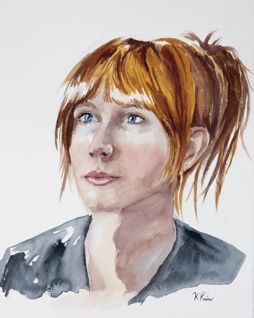 self-portrait painted by Kelsey Raine